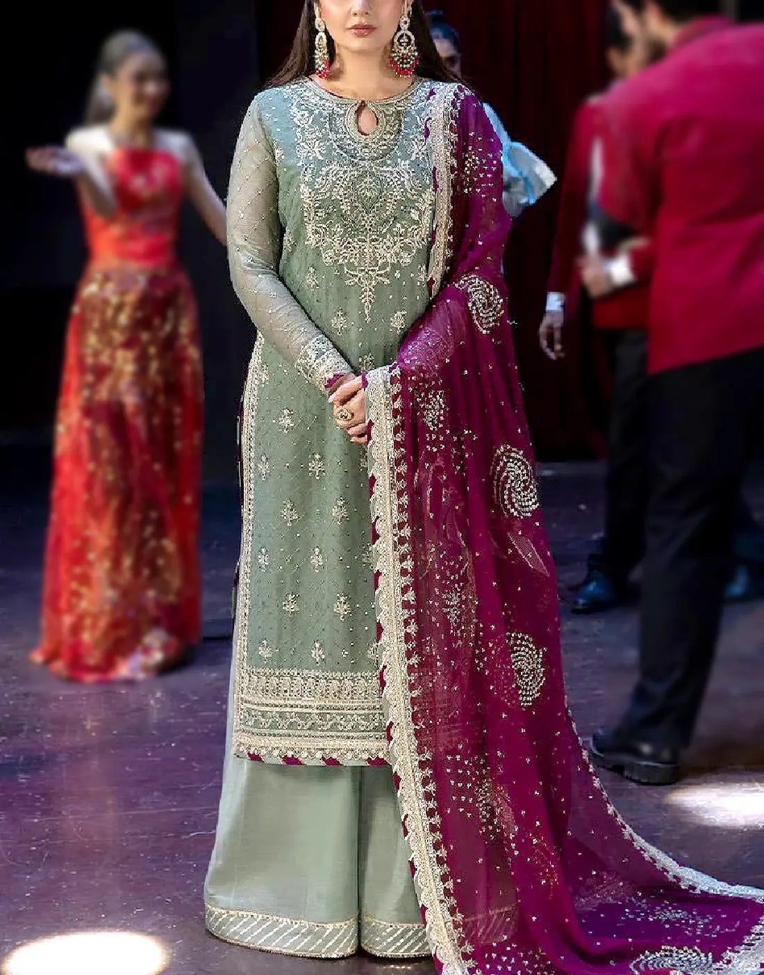 Premium Heavy Embroidered Chiffon Dress – Perfect for Wedding & Formal Events