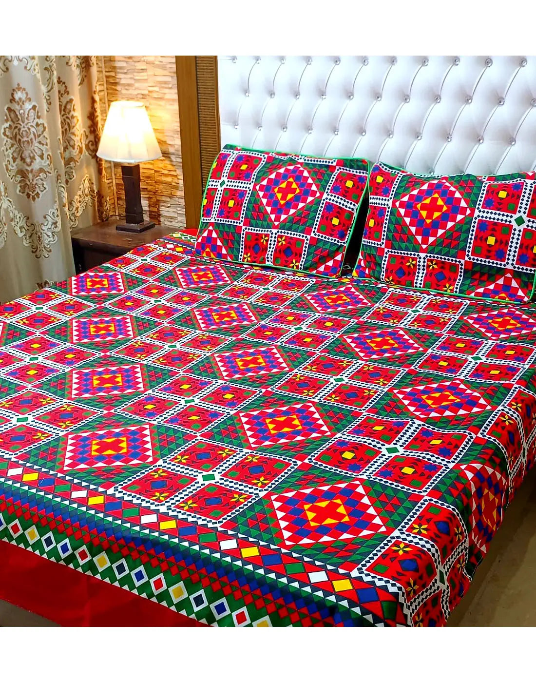 China Cotton King Size Bed Sheet Set with 2 Pillow Covers