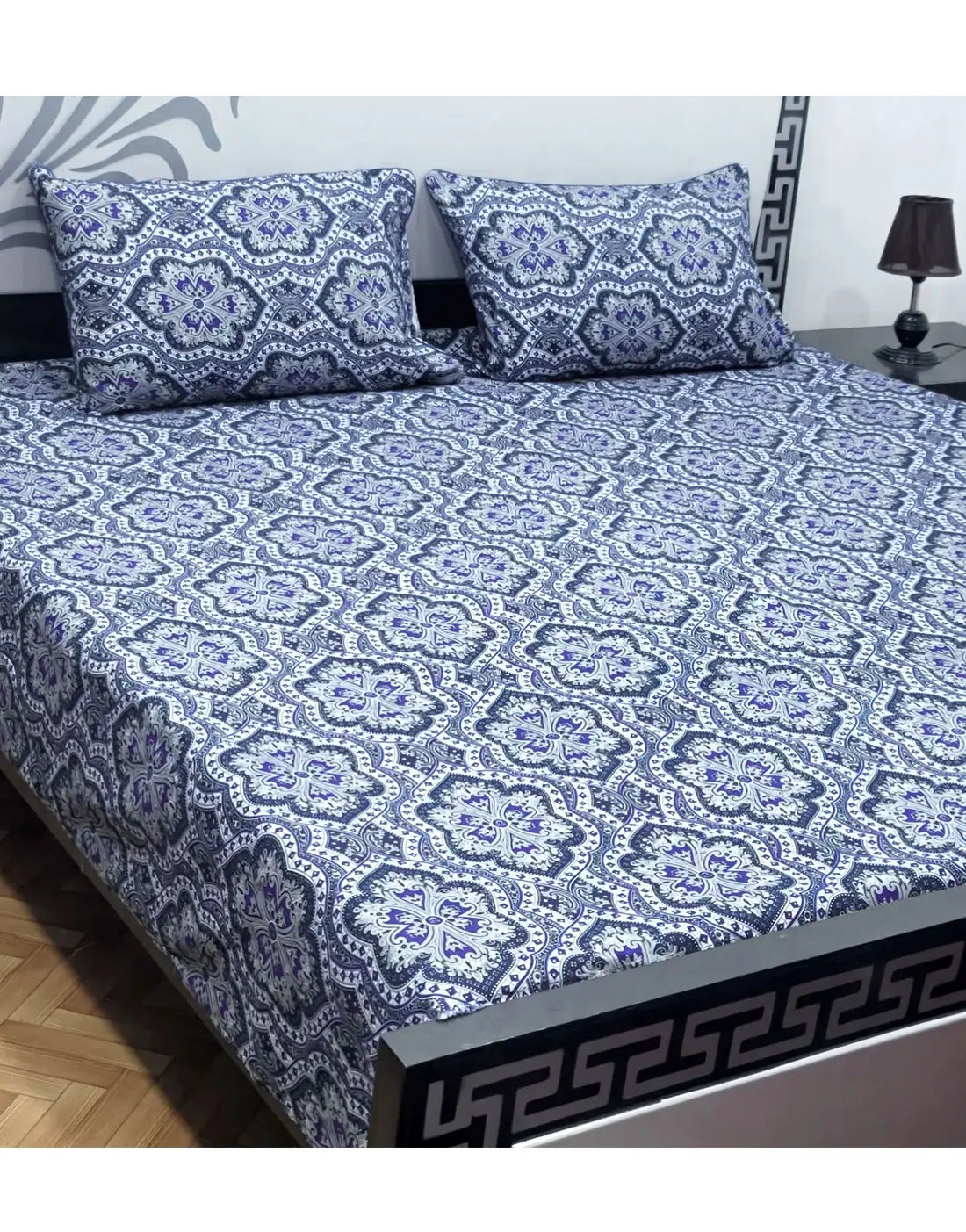 China Cotton King Size Bed Sheet Set with 2 Pillow Covers