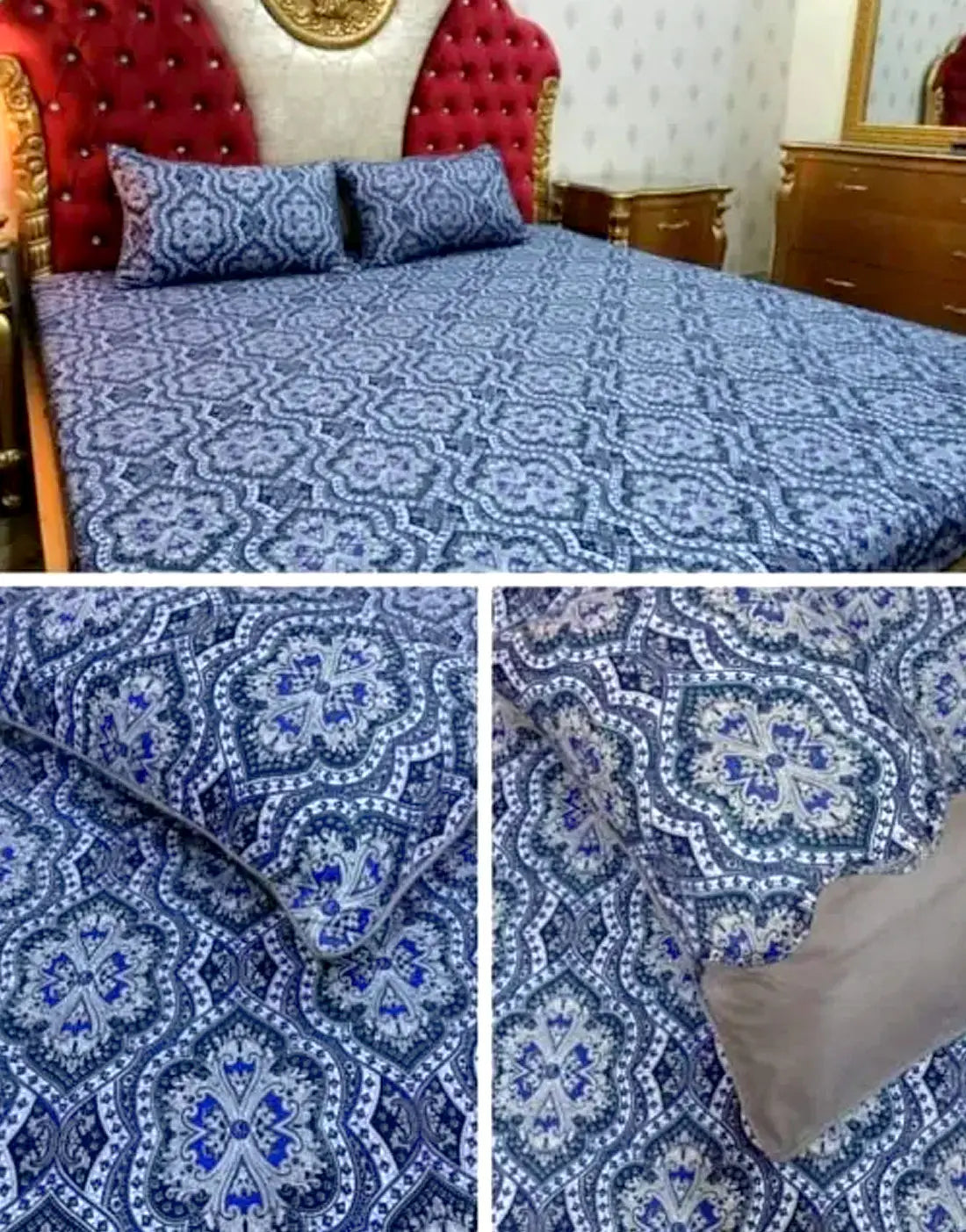 China Cotton King Size Bed Sheet Set with 2 Pillow Covers