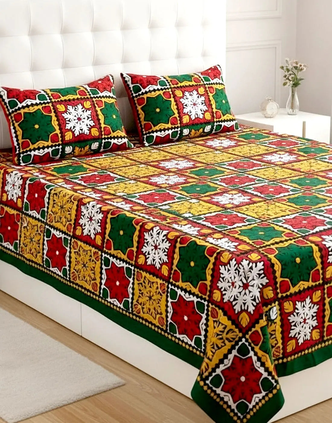 China Cotton King Size Bed Sheet Set with 2 Pillow Covers