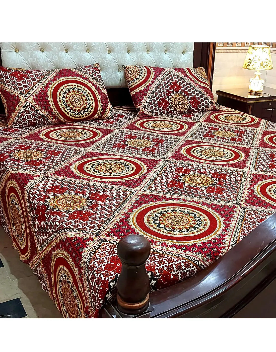 China Cotton King Size Bed Sheet Set with 2 Pillow Covers