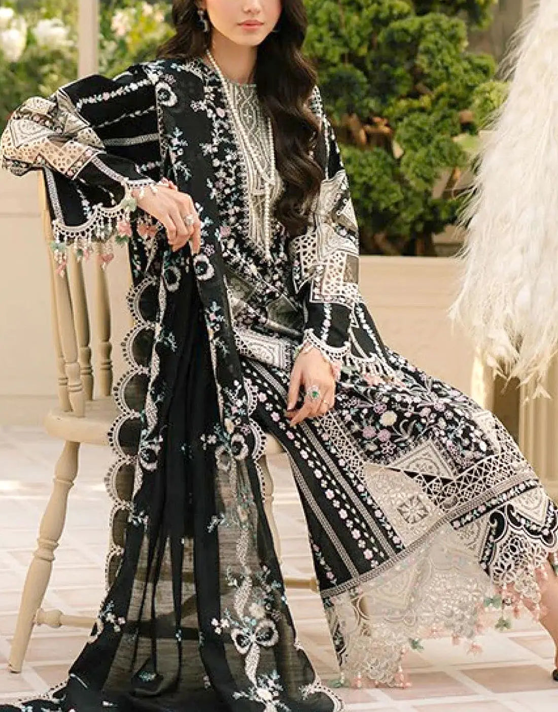 Luxury Heavy Embroidered Cotton Lawn Dress for EID with Emb. Chiffon Dupatta