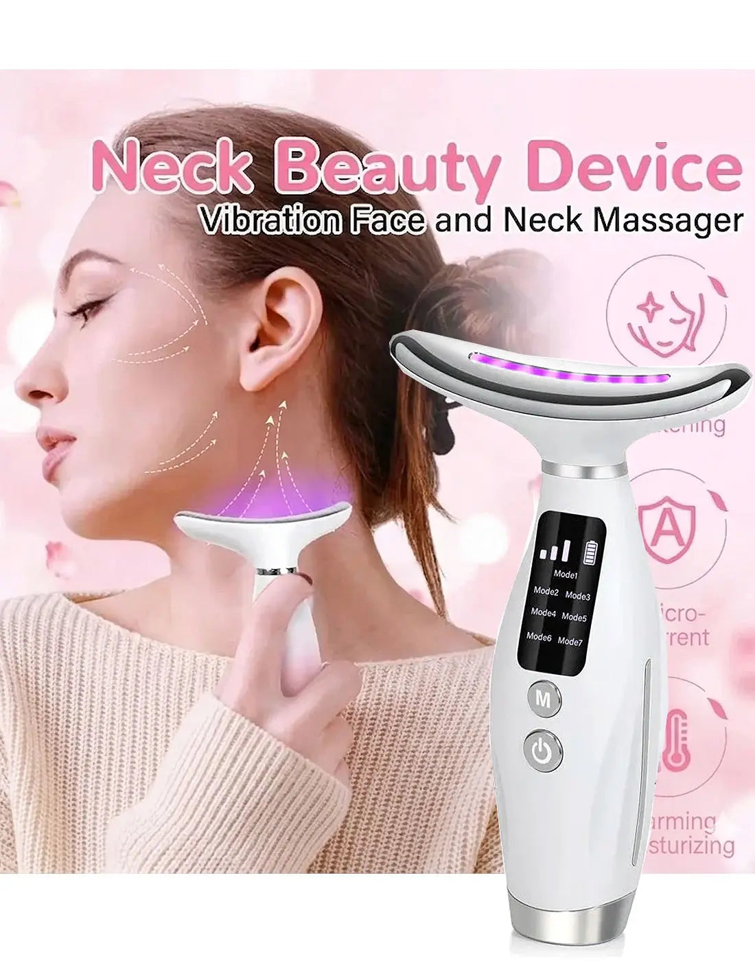 Rechargeable LED Neck Beauty Device - Vibrating Massager for Face & Neck Best Price Online in Pakistan Rechargeable LED Neck Beauty Device - Vibrating Massager for Face & Neck Best Price Online in Pakistan