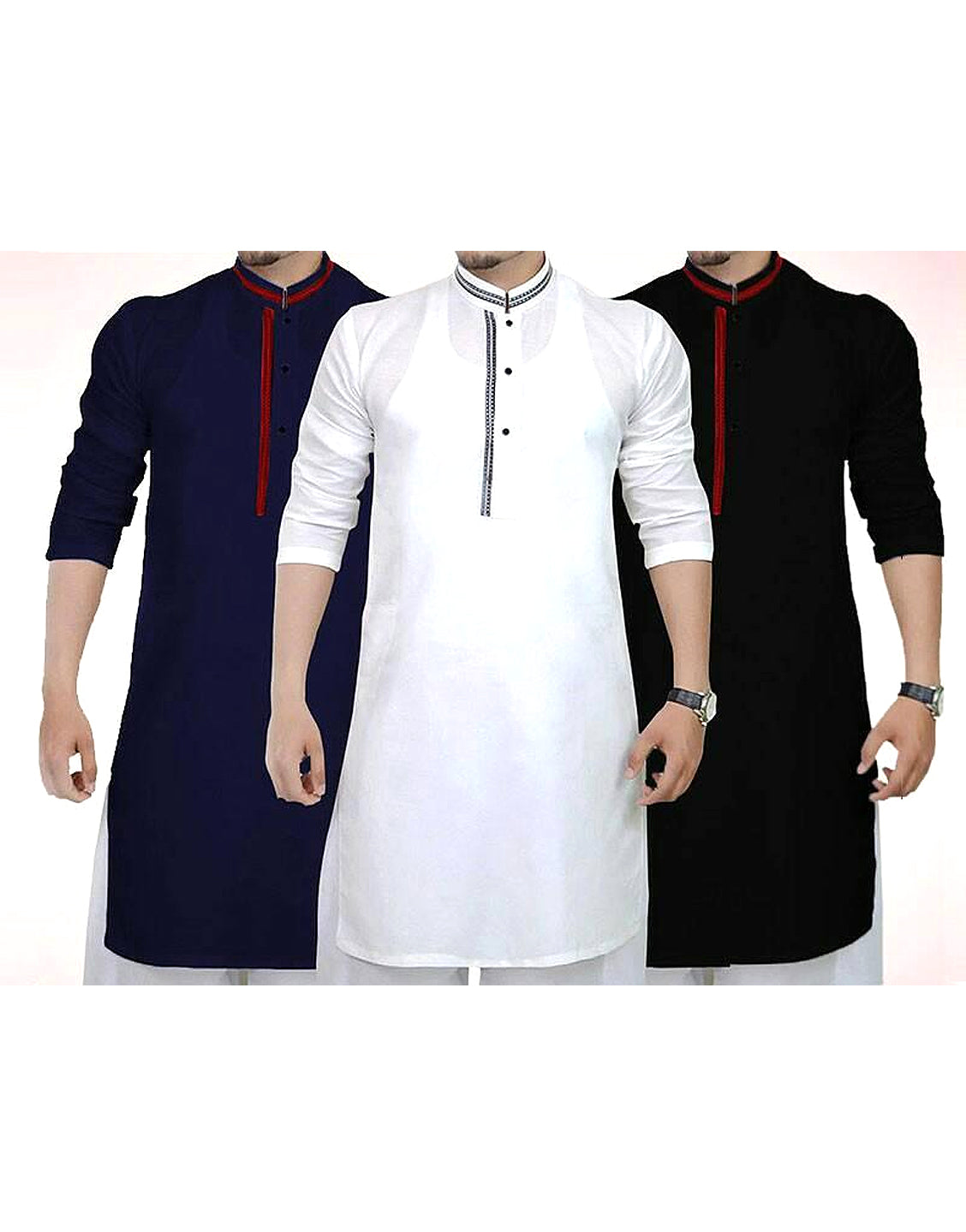 Pack of 3 Men's Readymade Wash-N-Wear Kurtas