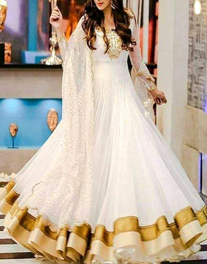 Adorable Embroidered White Chiffon Maxi Dress