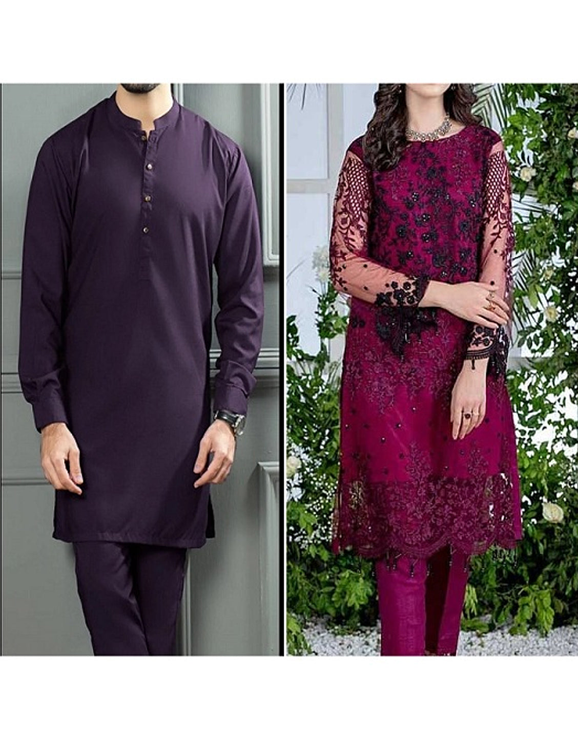 Pack of 2 Un-Stitched Couple Dresses