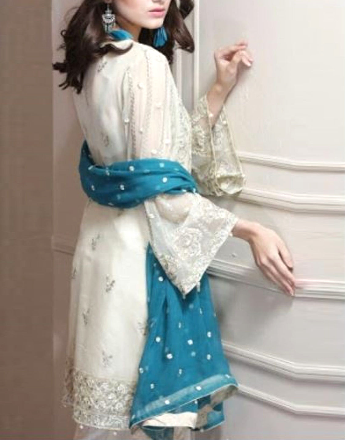 Heavy Embroidered Chiffon Wedding Dress