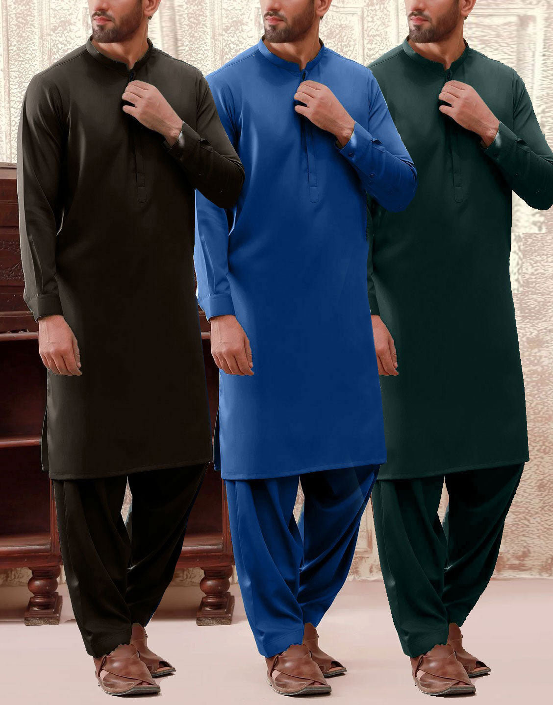 Pack of 3 Unstitched Men's Wash n Wear Suits of Your Color Choice
