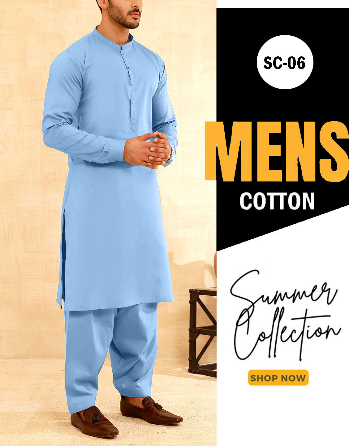 IB Swiss Fashion Soft Egyptian Cotton Unstitched Men's Shalwar Kameez
