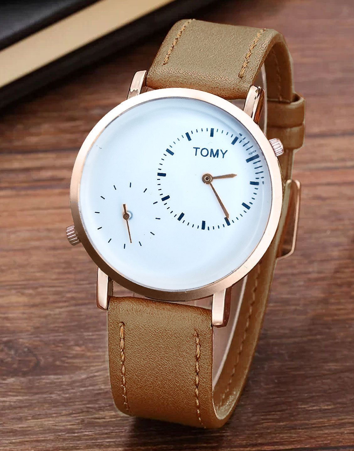 Original Tomi Leather Strap Men's Watch with Gift Box