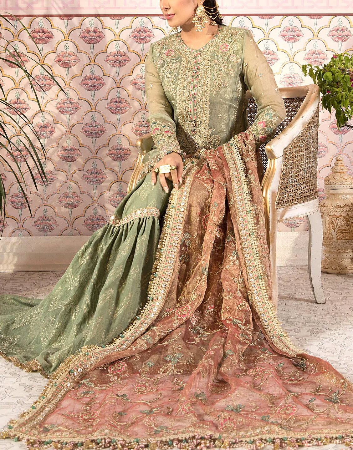 Adorable Heavy Embroidered Masoori Bridal Dress