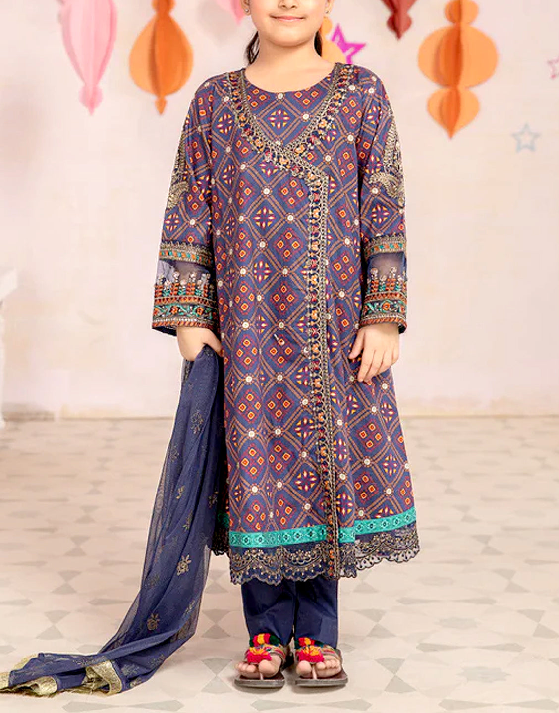 Kids 2-Piece Embroidered Linen Dress