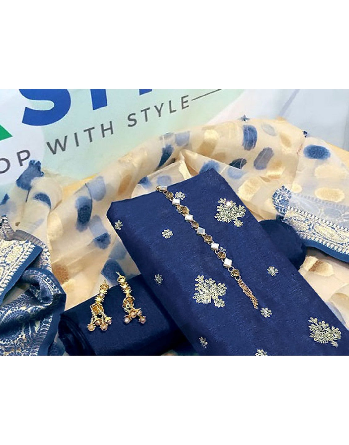 Banarsi Style Embroidered Raw Silk Dress with Organza Jacquard Dupatta - Out of Stock