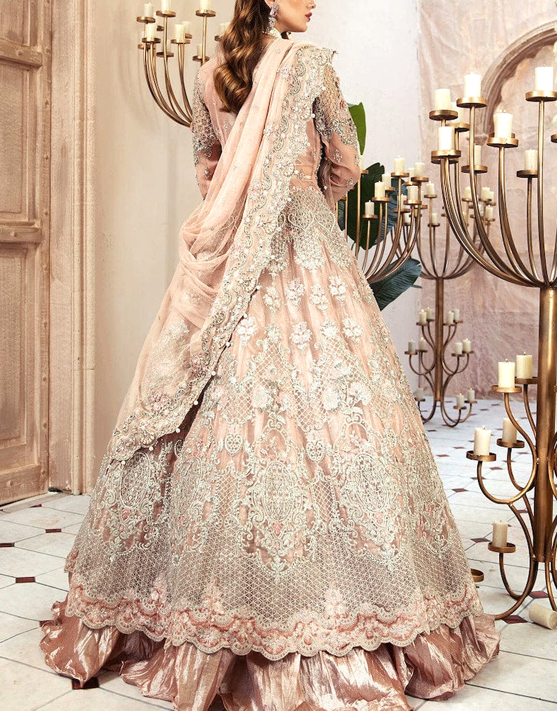 Luxurious 3D Handwork & Embroidered Net Bridal Maxi Dress
