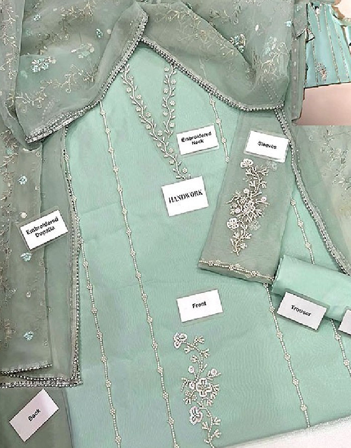 Elegant Adda Work Embroidered Organza Party Wear Dress 2024