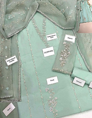 Elegant Adda Work Embroidered Organza Party Wear Dress 2024