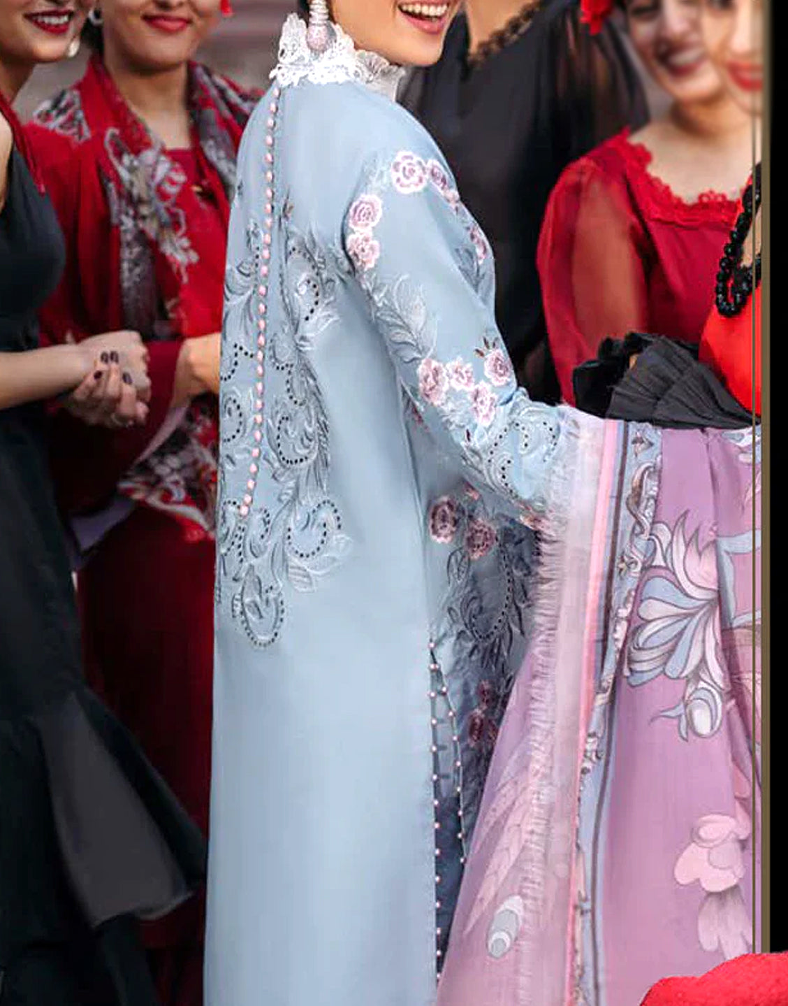 Luxury Schiffli Embroidered Lawn Suit with Digital Print Silk Dupatta - Out of Stock