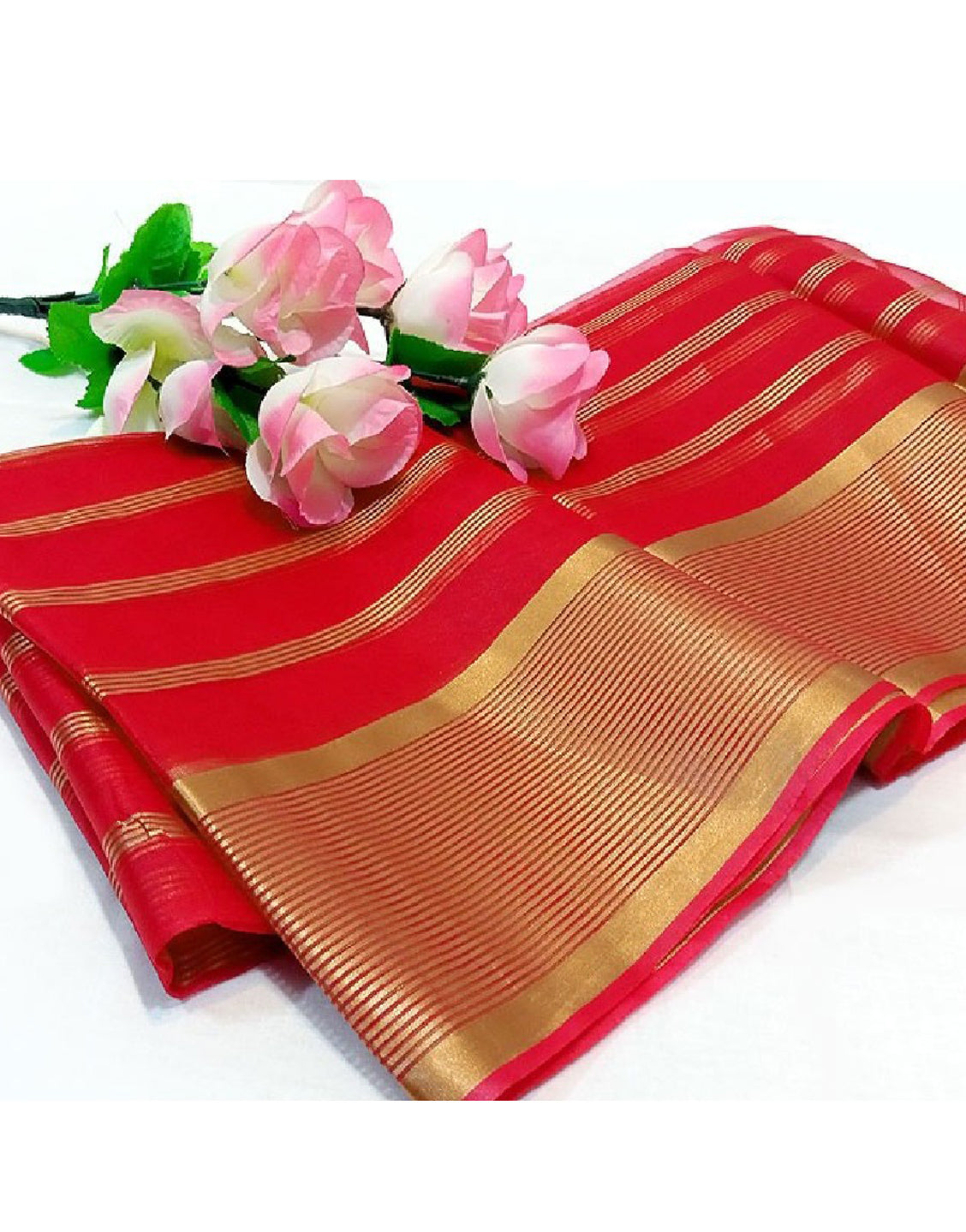 Lining Printed Organza Dupatta - Red