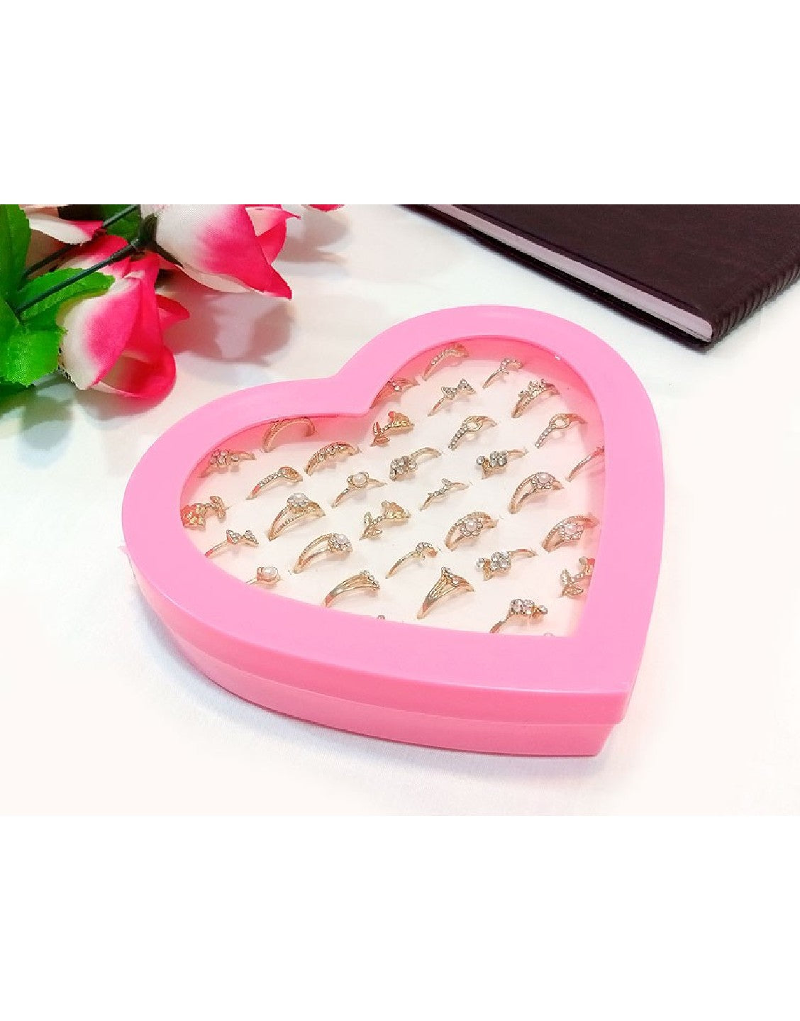 36 Pcs Mid Finger Rings with Heart Shape Gift Packing