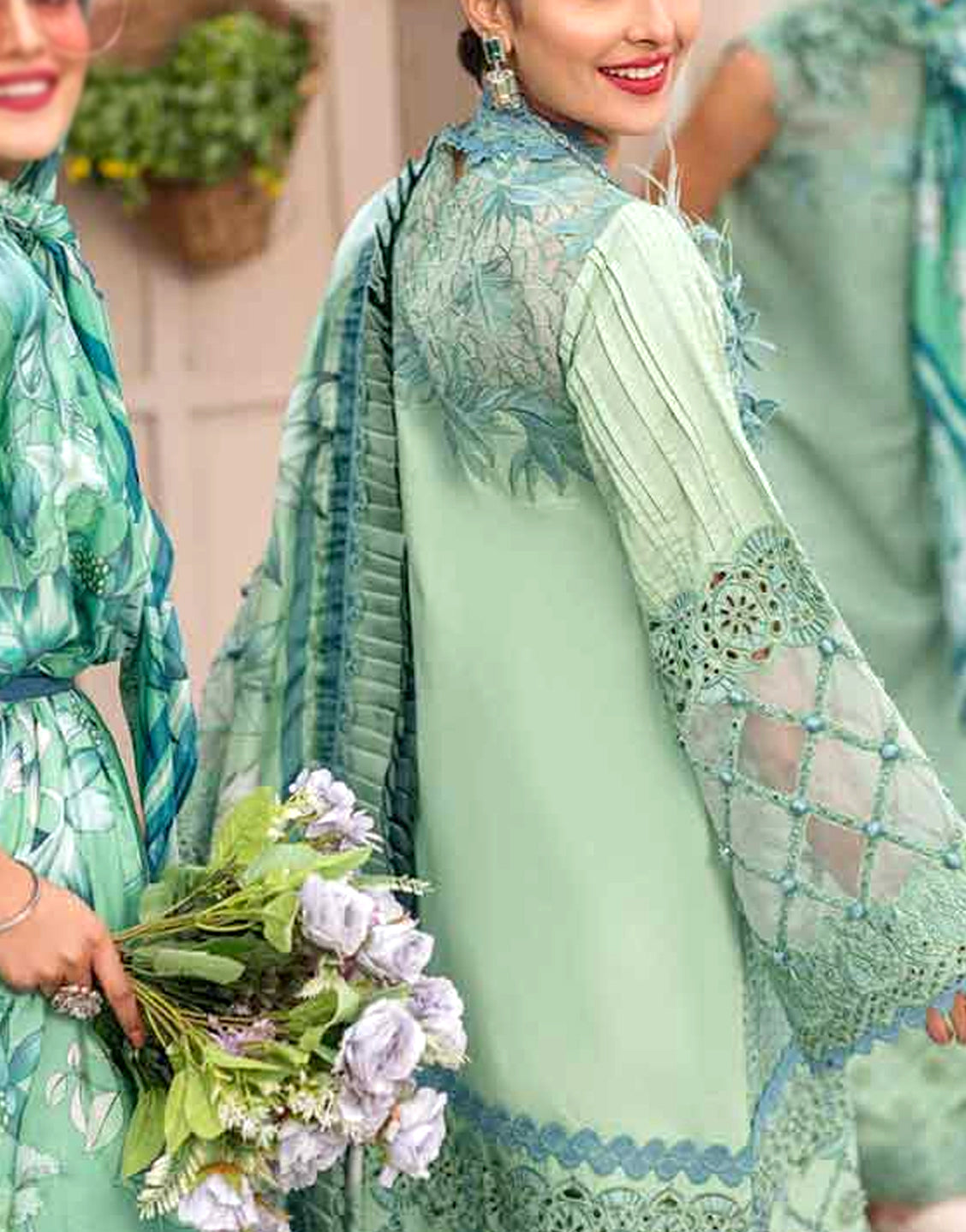 Luxury Schiffli Embroidered Lawn Dress with Digital Print Silk Dupatta - Out of Stock