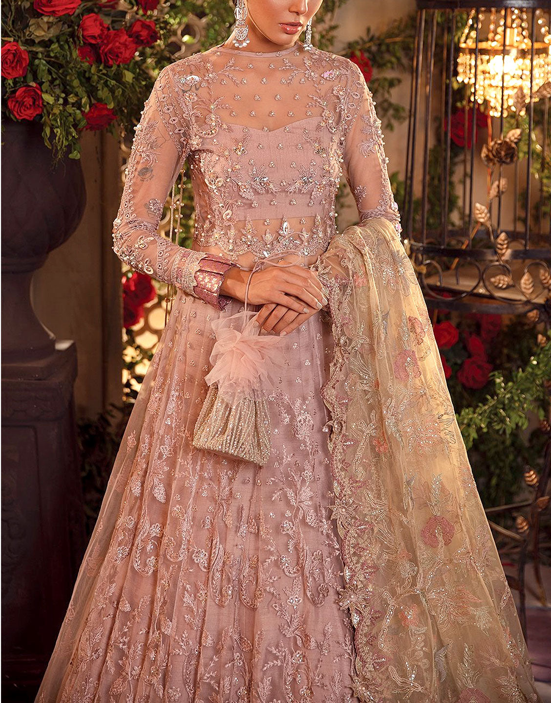 Luxury Handwork Heavy Embroidered NET Bridal Maxi Dress