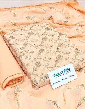 Heavy Embroidered Chiffon Party Wear Dress 2024 with Embroidered Chiffon Dupatta