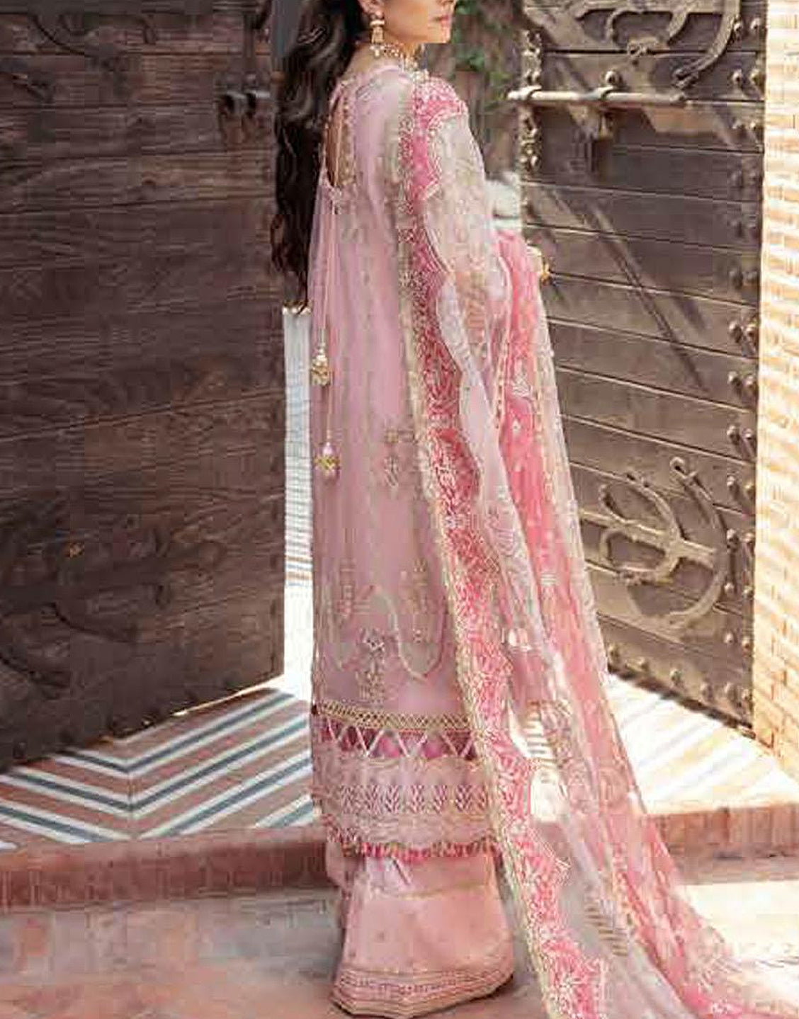 Handwork Heavy Embroidered Organza Wedding Dress