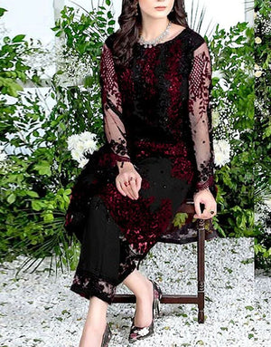 2-Piece Embroidered Fancy Net Party Wear Dress 