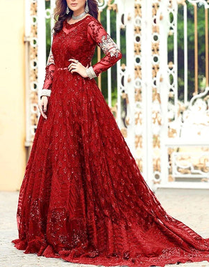 Handwork Heavy Embroidered Net Bridal Maxi Dress 2024