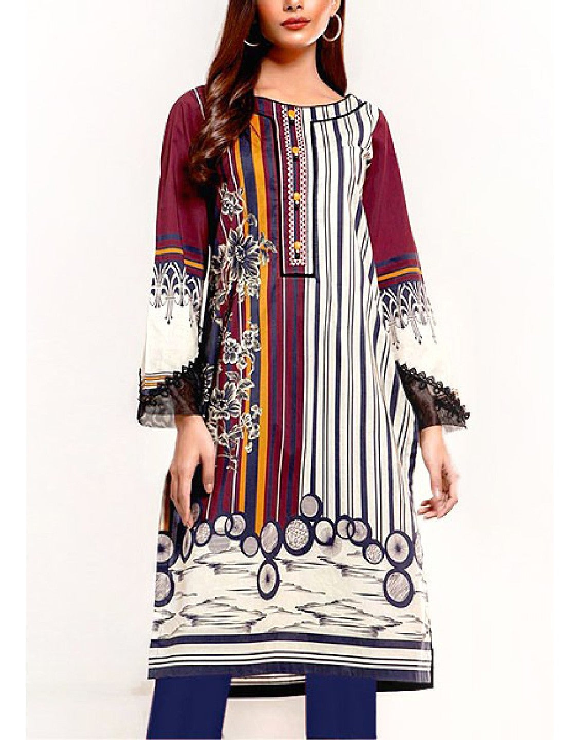 Embroidered Linen Dress 2024 with Linen Dupatta