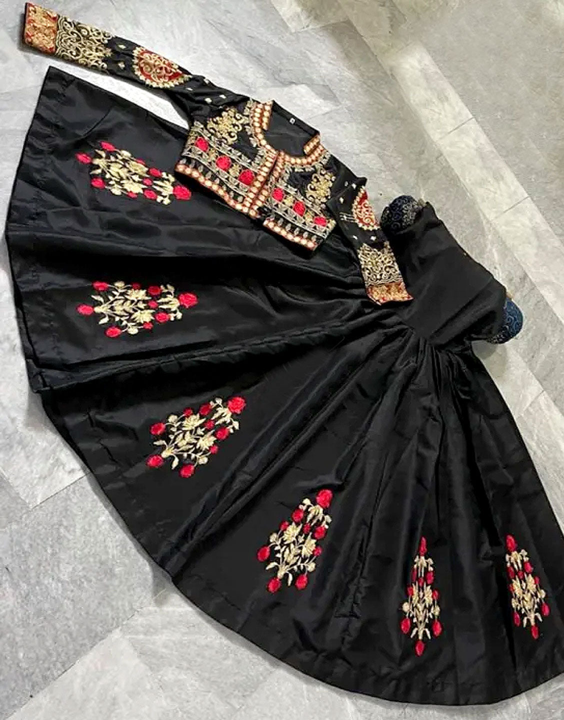 Readymade Koti Style Embroidered Shamoz Silk Maxi - Out of Stock
