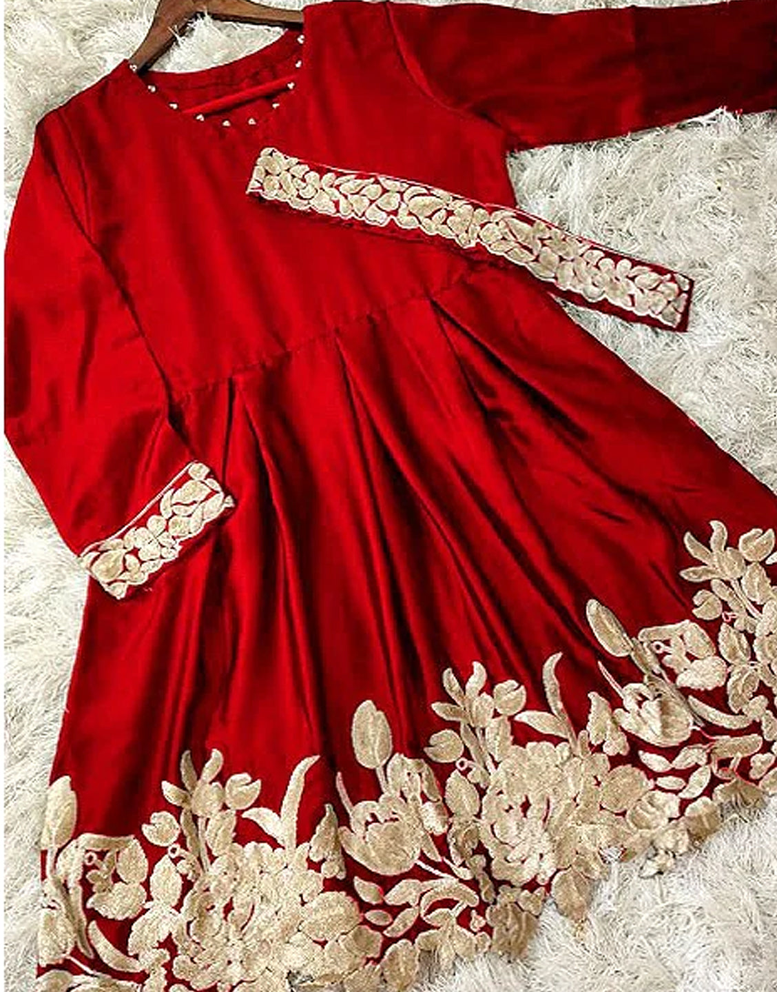 Readymade 2-Piece Embroidered Shamoz Silk Dress