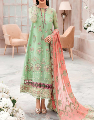 Handwork Heavy Embroidered Chiffon Wedding Dress 2022