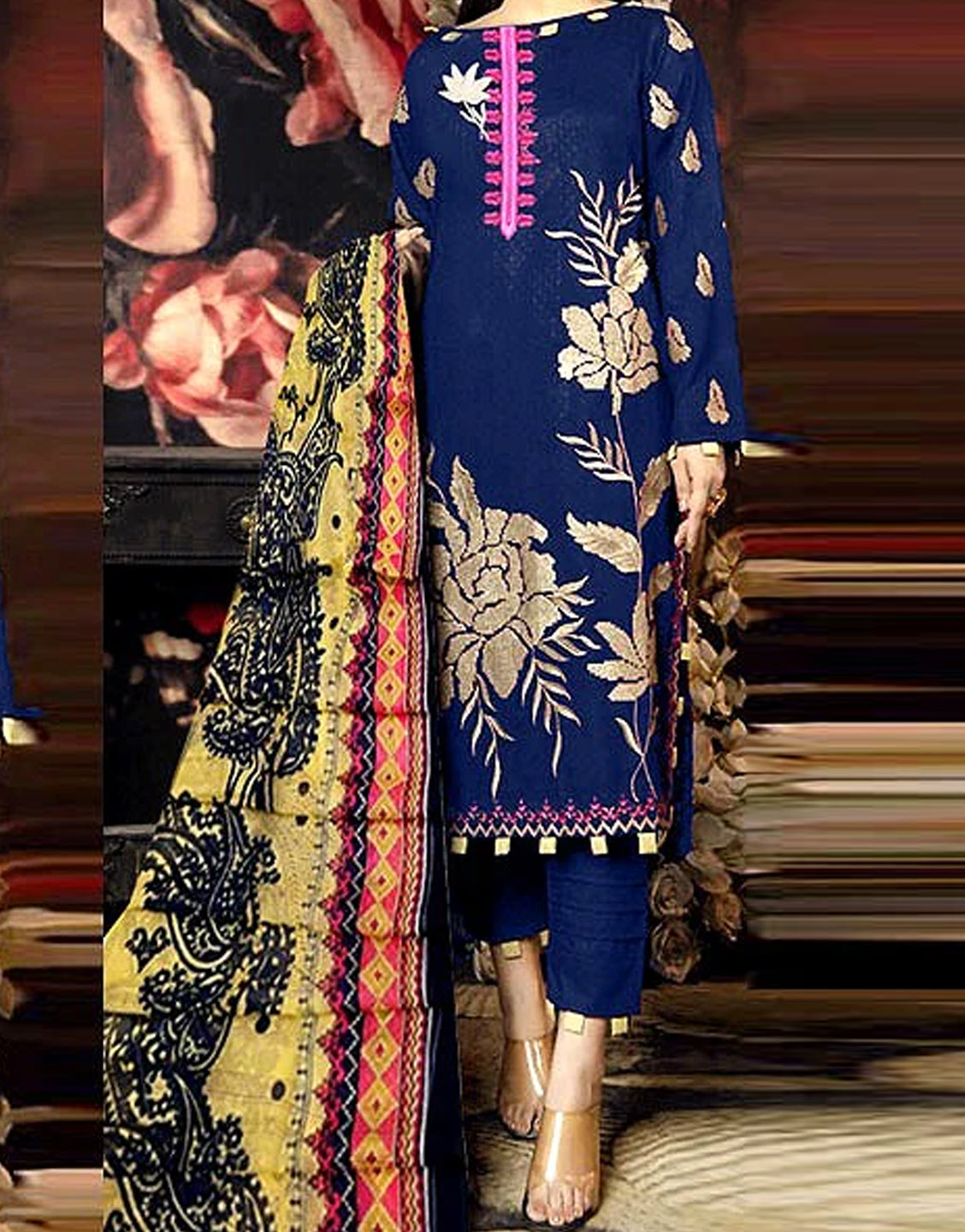Embroidered Lawn Dress 2023 with Chiffon Dupatta