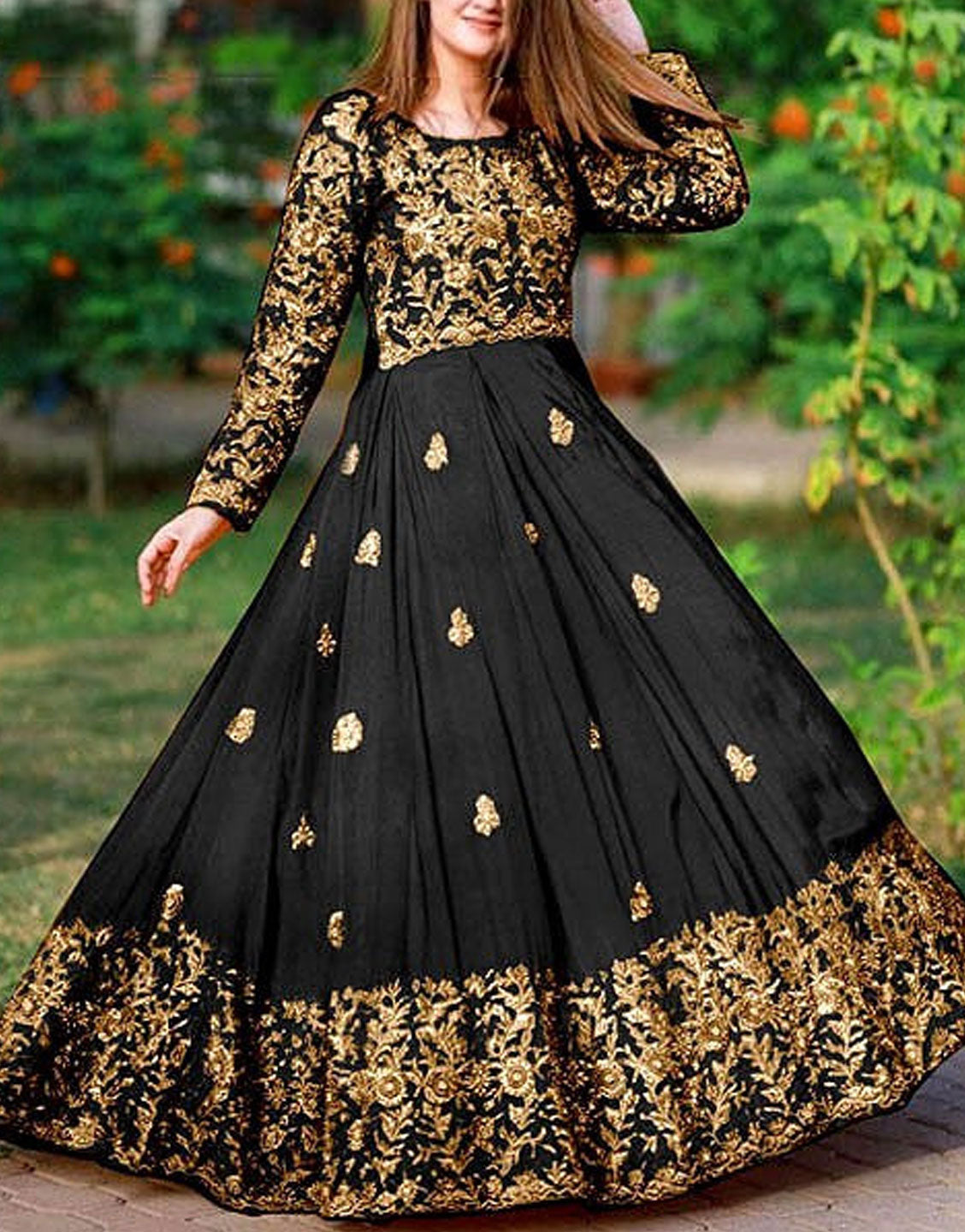 Readymade 2-Piece Embroidered Shamoz Silk Maxi Dress