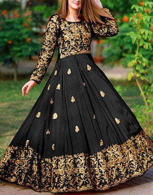 Readymade 2-Piece Embroidered Shamoz Silk Maxi Dress