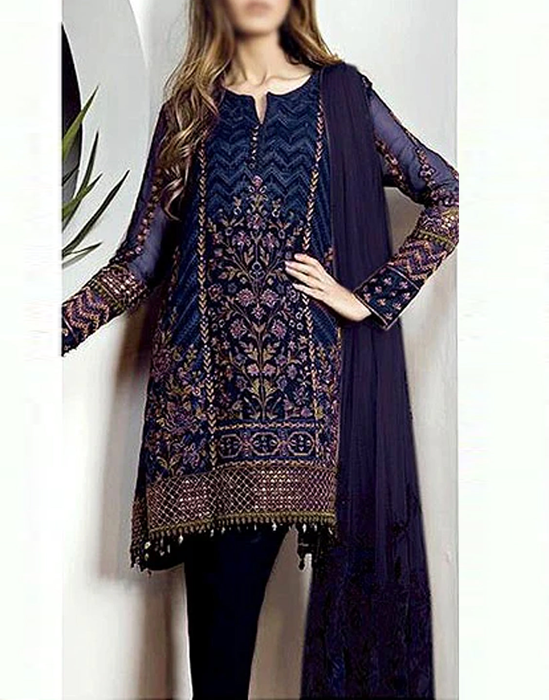 Embroidered Lawn Dress 2023 with Chiffon Dupatta