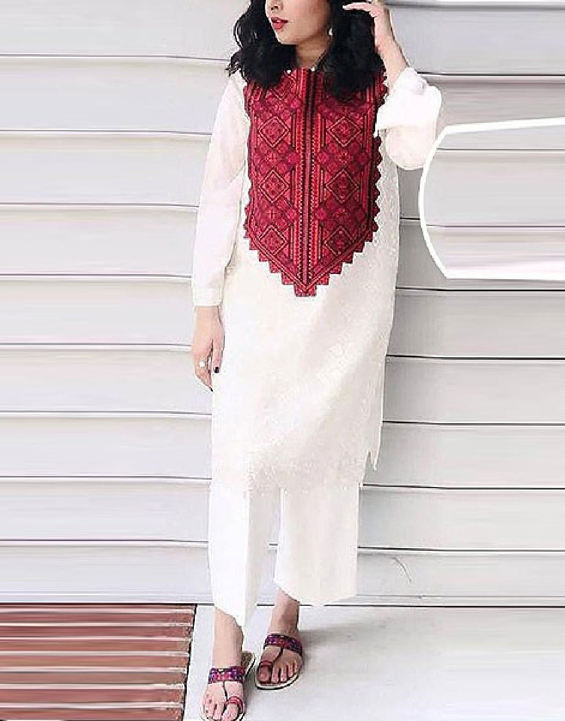 Decent 2-Piece Embroidered Lawn Dress with Embroidered Trouser