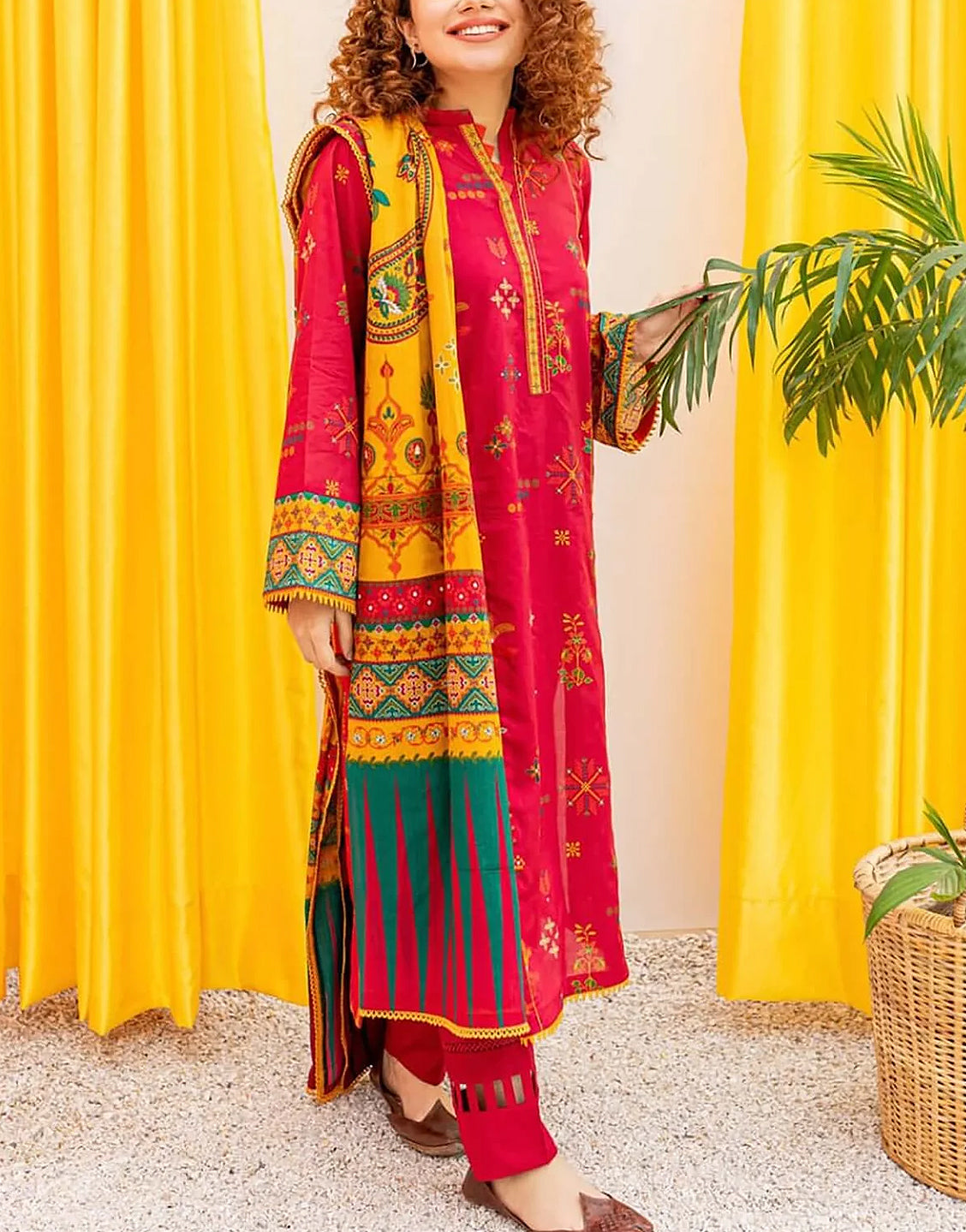 Trendy Embroidered Lawn Dress  with Organza Dupatta