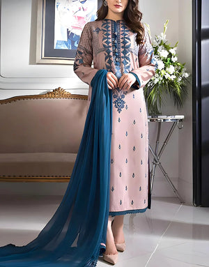 Luxury Embroidered Lawn Dress  with Bamber Chiffon Dupatta