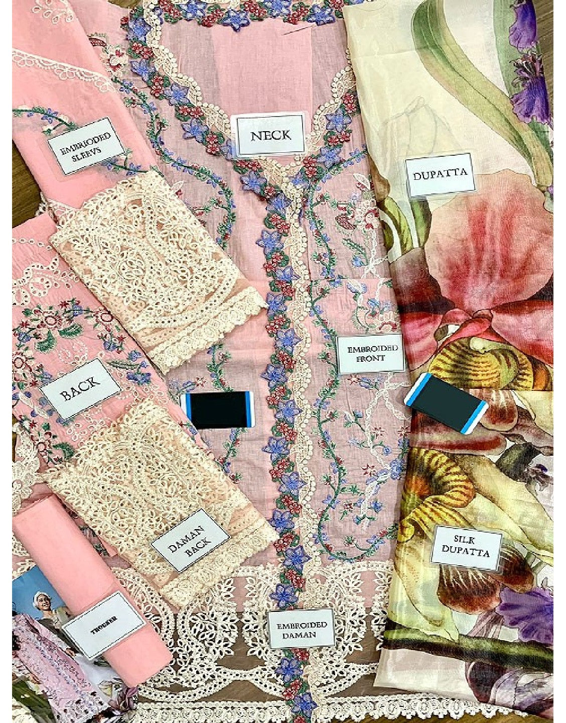 Luxury Embroidered Lawn Dress with Digital Print Silk Dupatta - Out of Stock