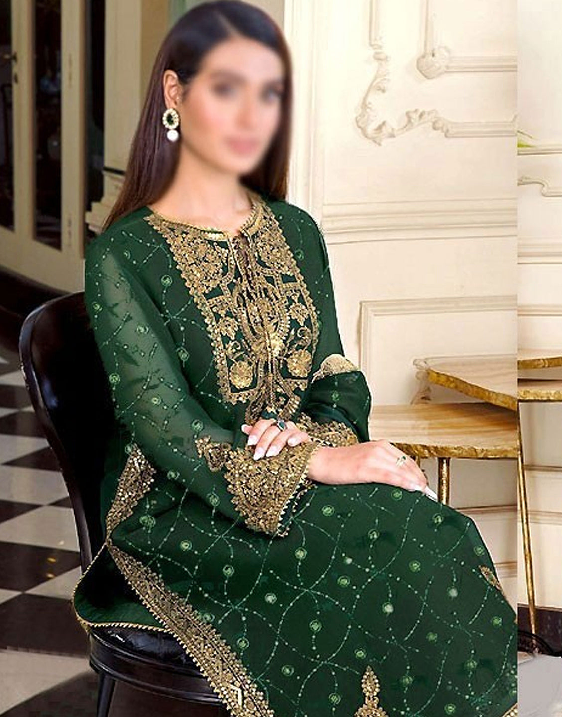 2-Piece Sequins Embroidered Lawn Dress 2024