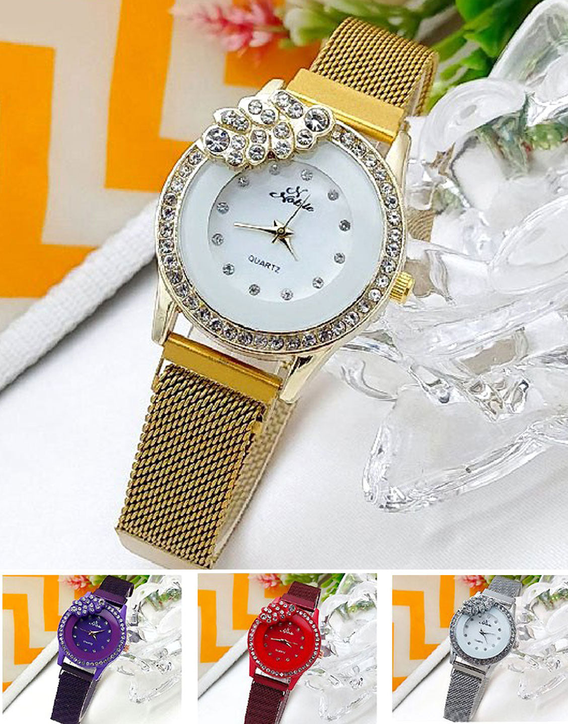Noble Leaf Magnet Chain Fashion Watch for Girls