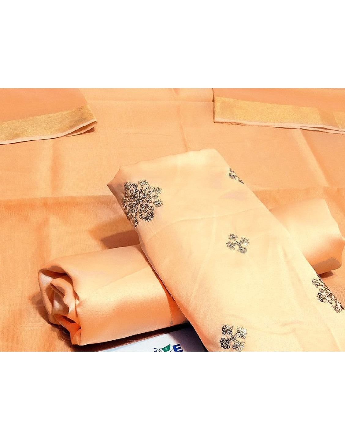 Banarsi Style Embroidered Shamoz Silk Dress with Silk Jhalar Dupatta