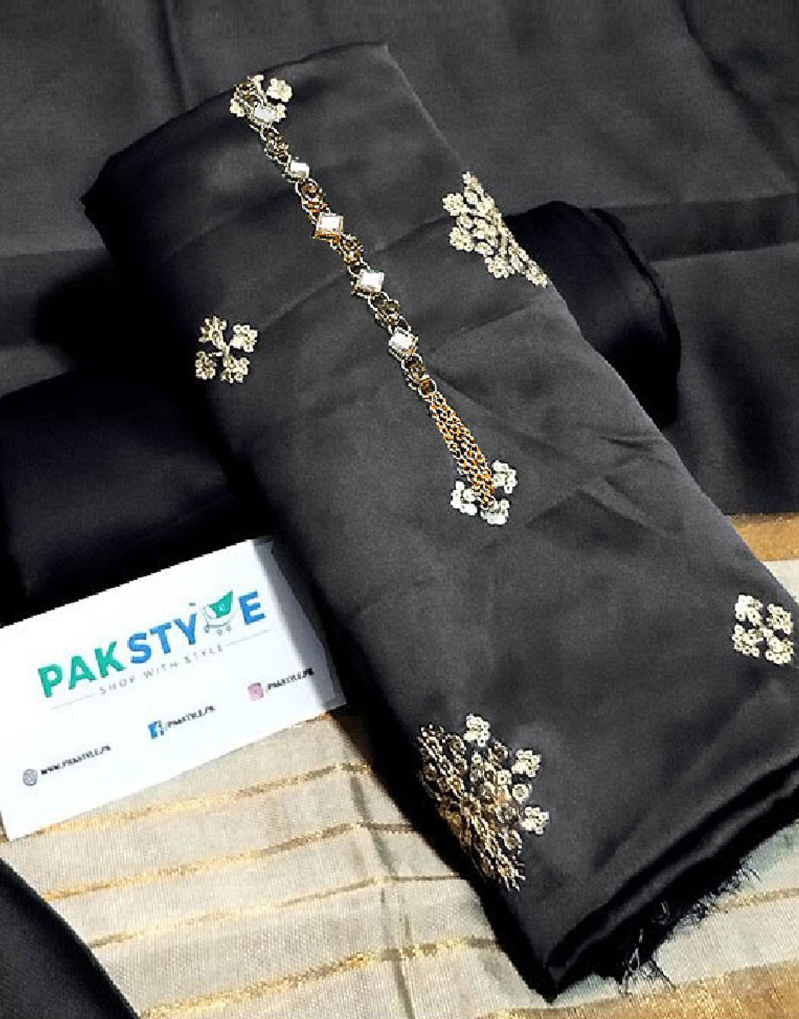 Banarsi Style Embroidered Shamoz Silk Dress with Silk Jhalar Dupatta