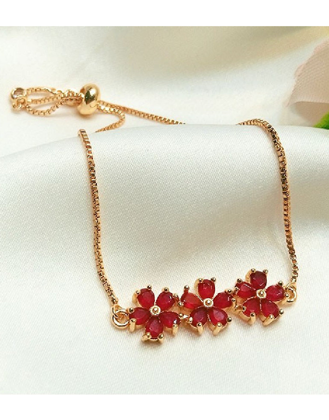 Beautiful Red Zircon Up-Down Bracelet for Girls