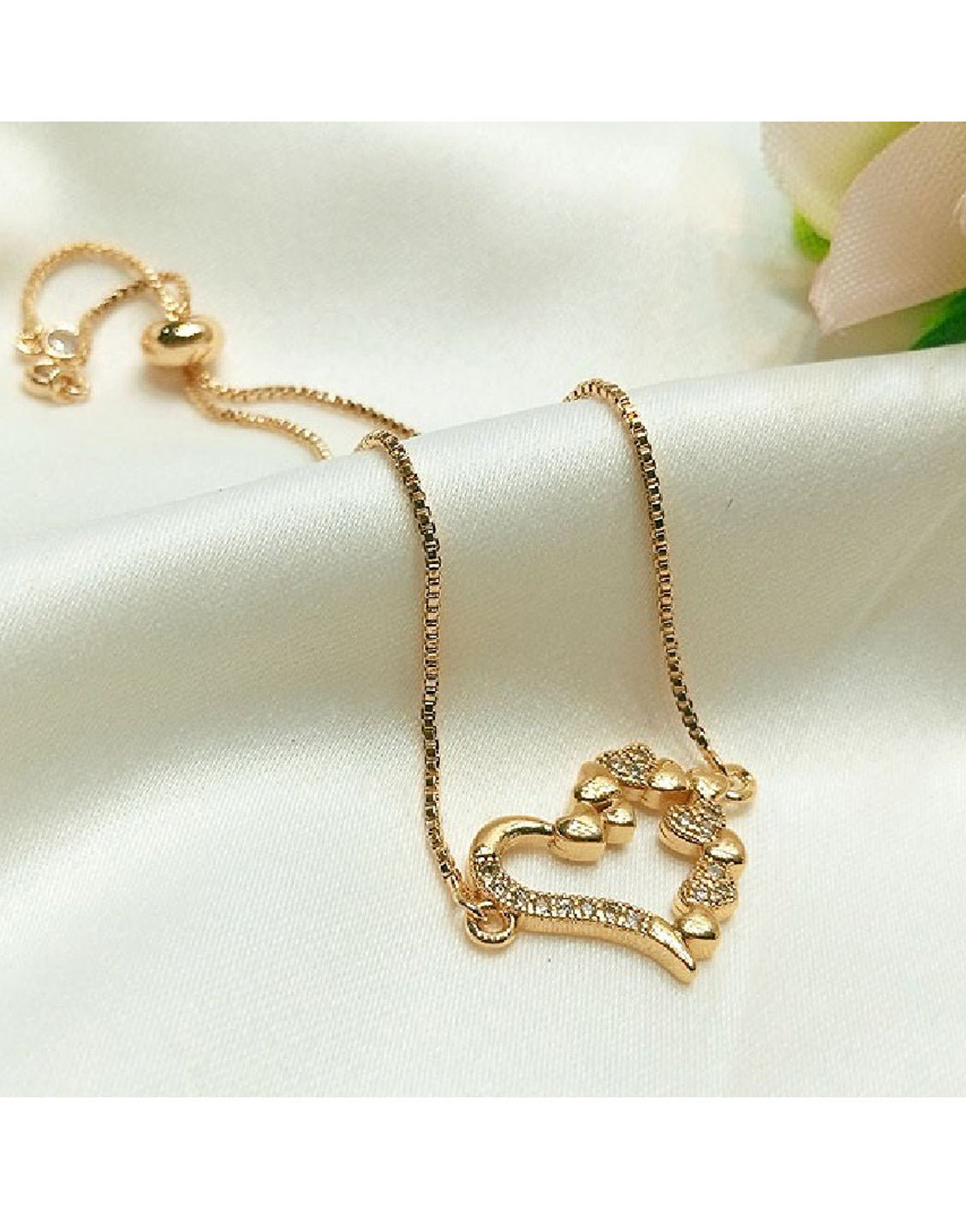 Gold Plated Heart Shape Bracelet for Girls