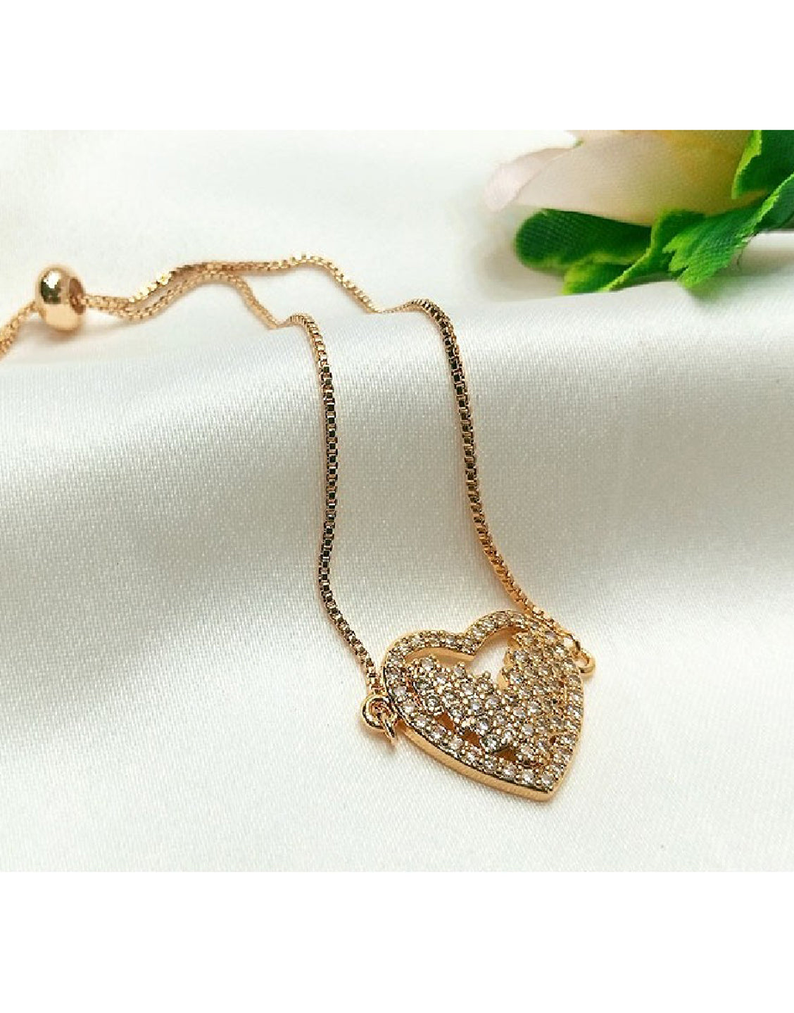 Gold Plated Heart Shape Bracelet for Girls