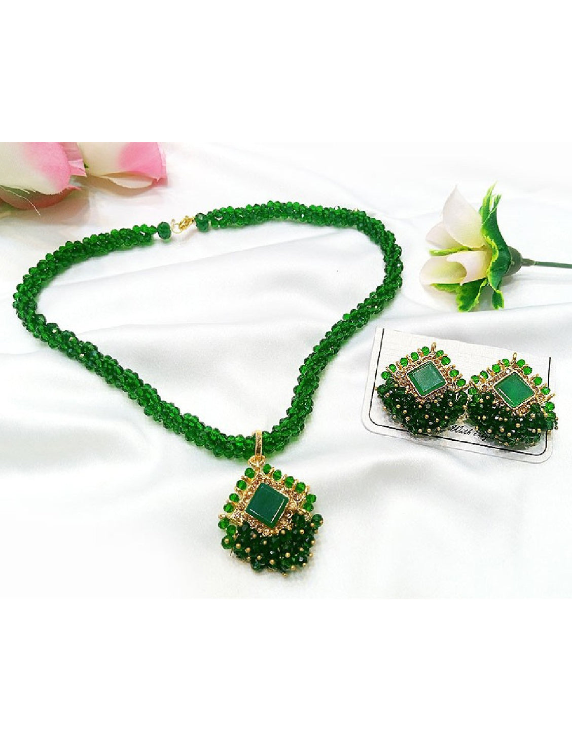 Elegant Mala Necklace Set with Earrings